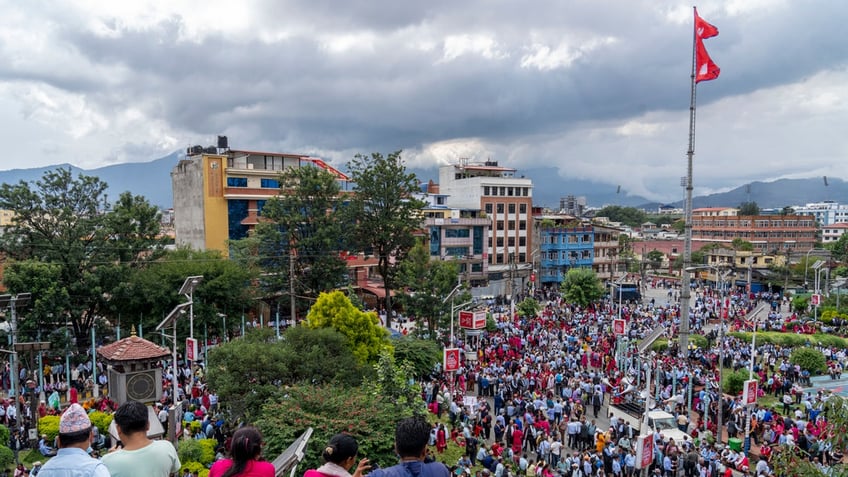 nepalese teachers show up at capital by the thousands to protest education bill