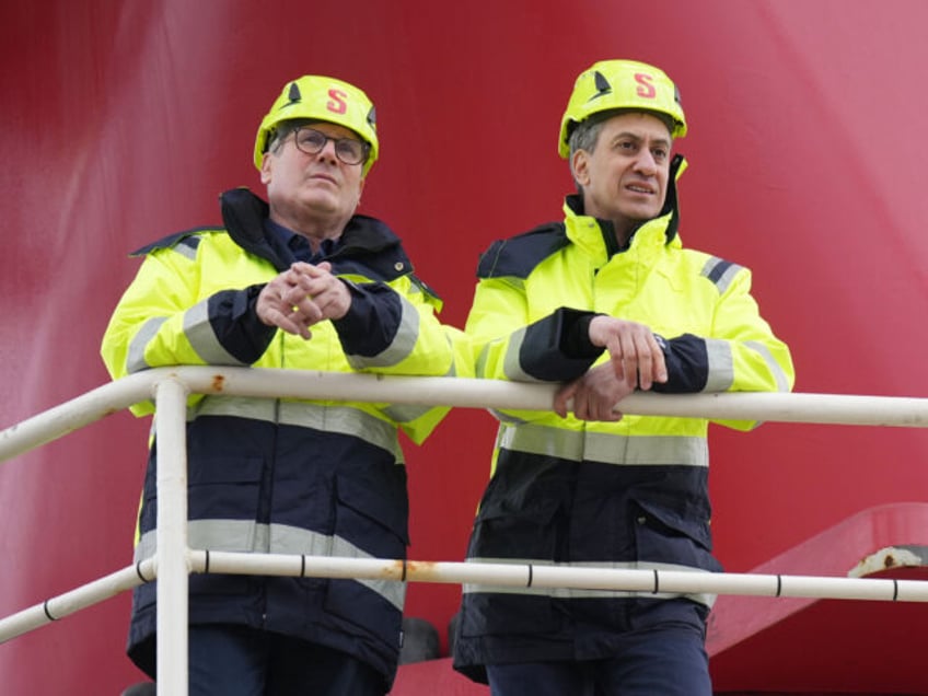 HOLYHEAD, WALES - MARCH 25: Labour leader Sir Keir Starmer (L) and Shadow Energy Secretary