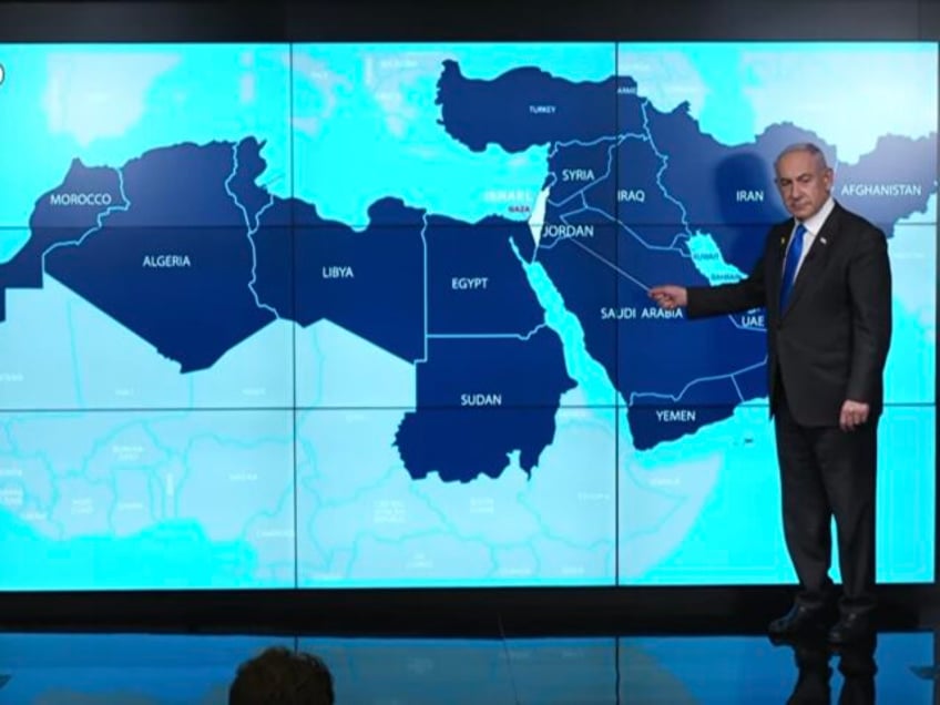 Netanyahu Mideast map (GPO / YouTube)