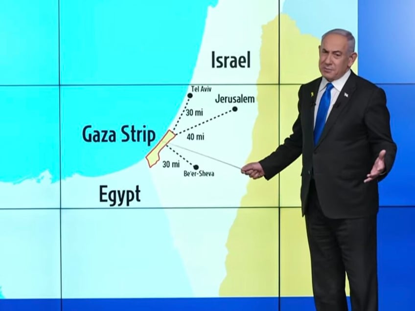 netanyahu brings maps to clashes in foreign media briefing on gaza