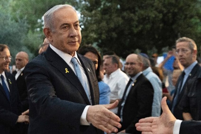 Israeli Prime Minister Benjamin Netanyahu speaks at the state memorial for Zionist leader