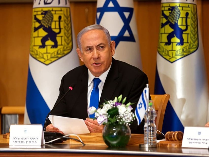 Israeli Prime Minister Benjamin Netanyahu attends a special cabinet meeting on the occasio