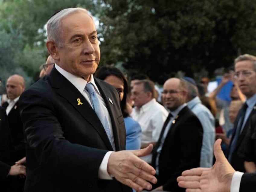 Israeli Prime Minister Benjamin Netanyahu attends the state memorial for Ze'ev Jaboti