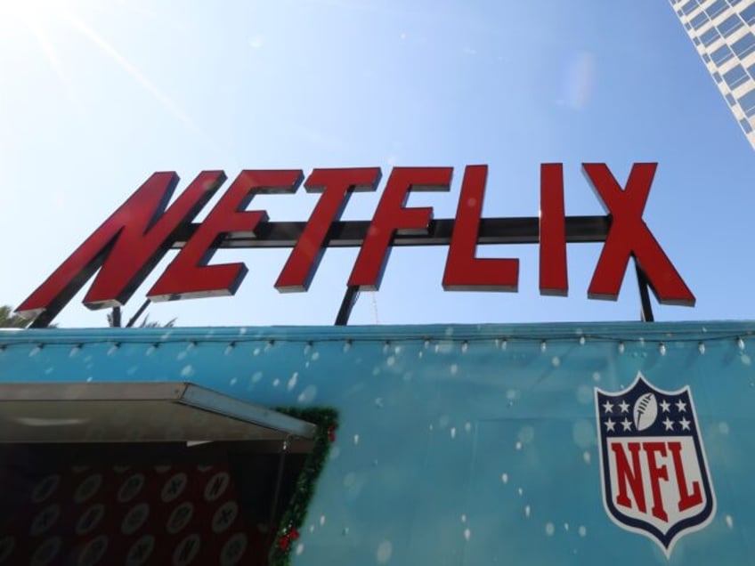 NEW ORLEANS, LOUISIANA - DECEMBER 01: Netflix and NFL signage advertising the NFL's two Ch