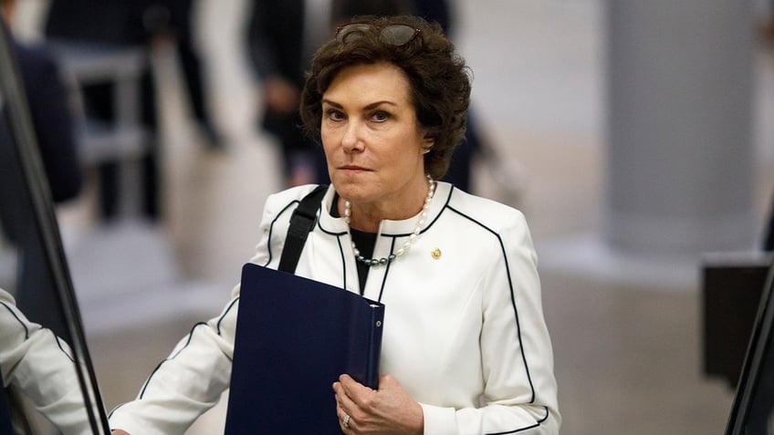 Sen. Jackie Rosen (D-NV) walks to the weekly Senate policy luncheon on June 25, 2019 on Capitol Hill in Washington, DC.