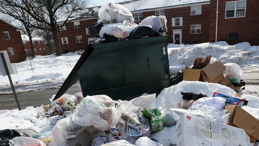 Dumpster with snow