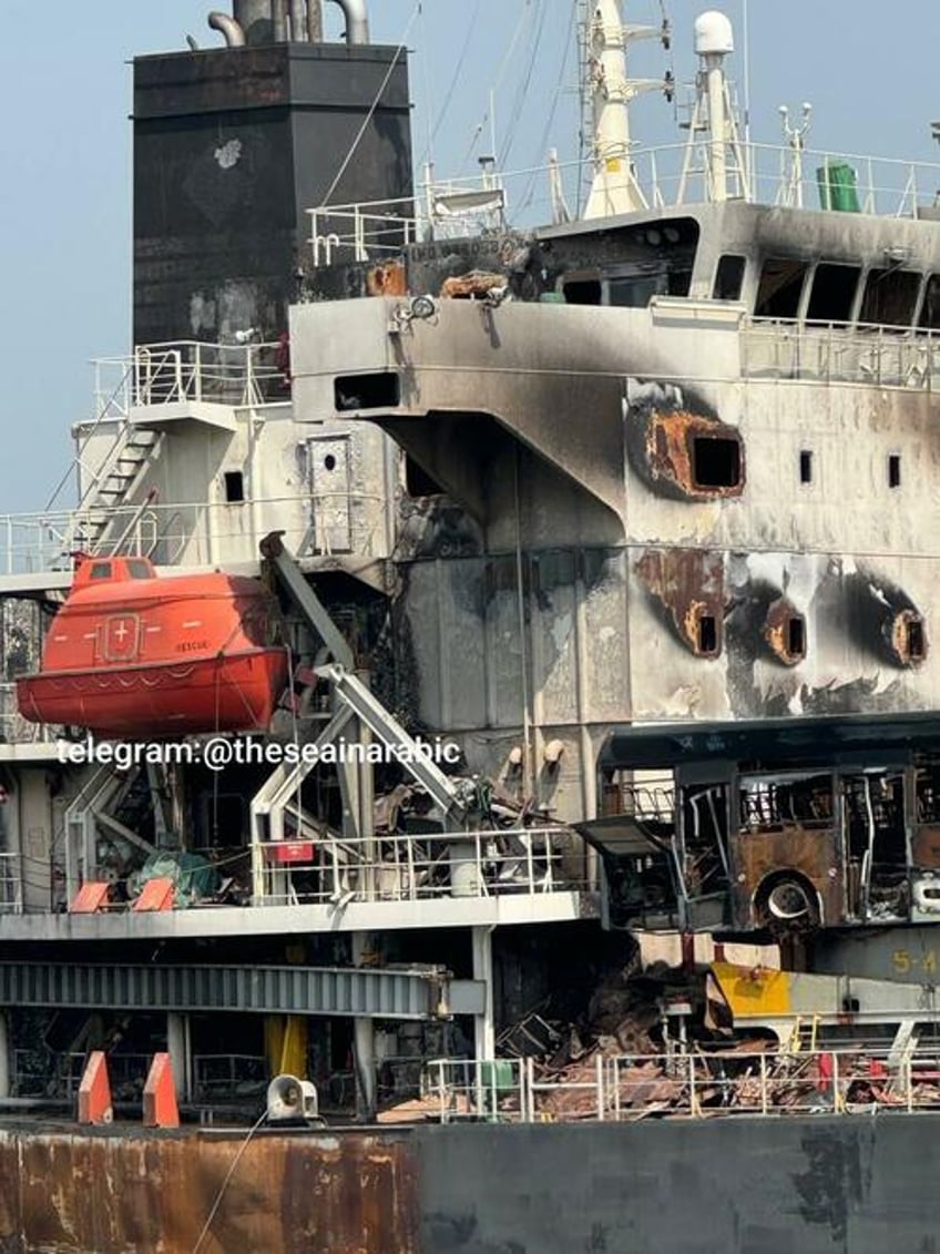 new images reveal houthi missile damage to oaktrees previously owned bulk carrier