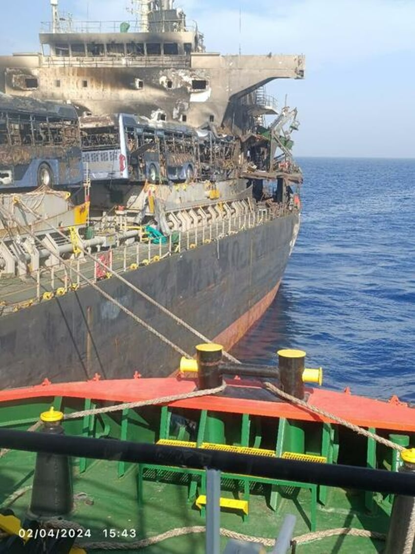 new images reveal houthi missile damage to oaktrees previously owned bulk carrier