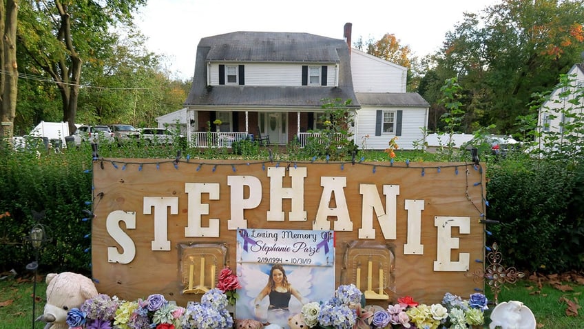 A tribute to Stephanie Parze outside her familys home.