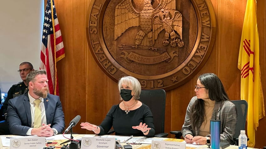 New Mexico Gov. Lujan at a news conference