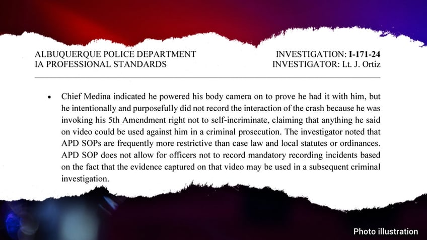 Excerpt from Albuquerque Internal Affairs report