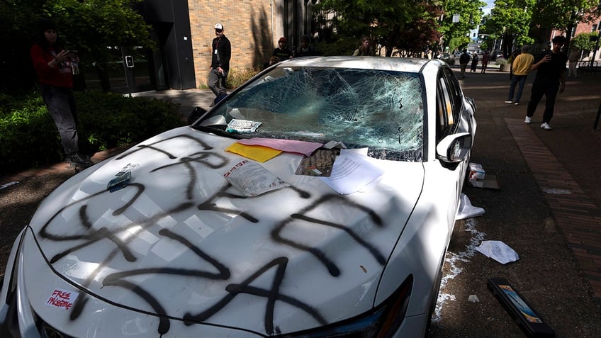 White car, spray paint