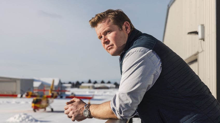 Tim Sheehy, founder and chief executive officer of Bridger Aerospace and US Republican Senate nominee for Montana, at the Bridger hangar in Bozeman, Montana,  on Thursday, Jan. 18, 2024. Photographer: Louise Johns/Bloomberg via Getty Images