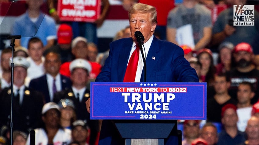 Former President Donald Trump speaks at a rally in Uniondale