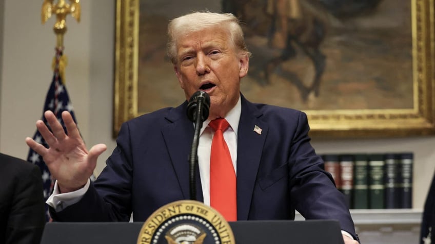 President Donald Trump makes an announcement about an investment by the Taiwan Semiconductor Manufacturing Company in the Roosevelt Room at the White House in Washington, D.C., on March 3, 2025.