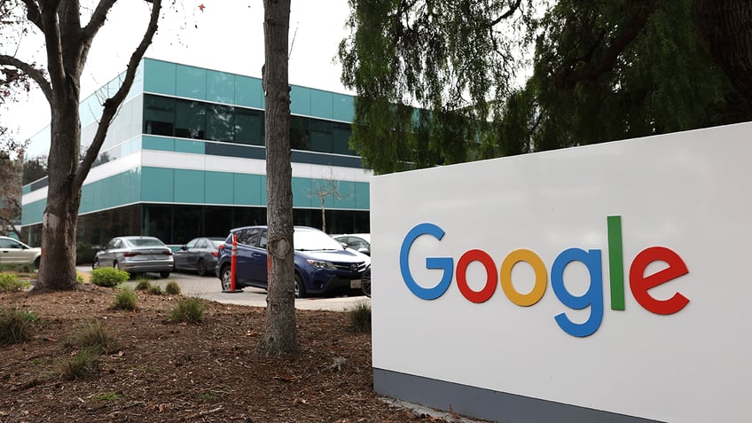 Google HQ sign in front of parking lot