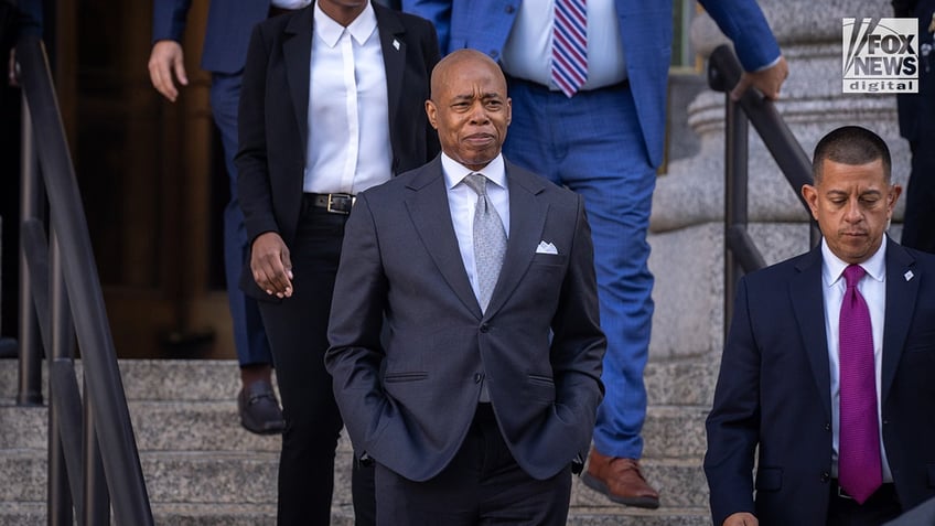 New York City Mayor Eric Adams departs Thurgood Marshall United States Courthouse in New York City