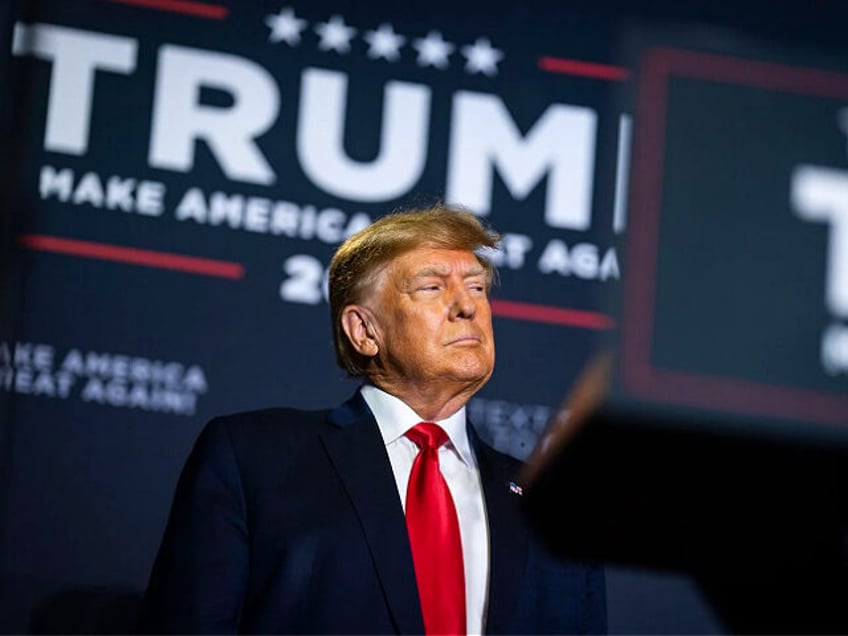 Manchester, NH - April 27 : Former President Donald Trump speaks at a campaign event at the DoubleTree Manchester Downtown on Thursday, April 27, 2023, in Manchester, NH. (Photo by Jabin Botsford/The Washington Post via Getty Images)