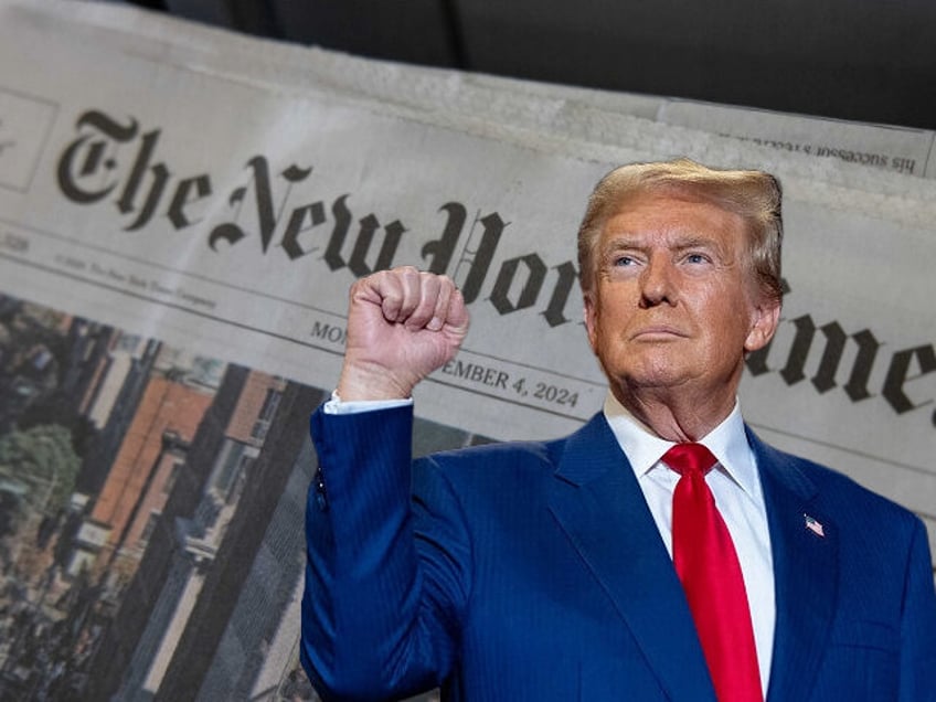 Copies of the New York Times newspaper at a news stand in New York, US, on Monday, Nov. 4,