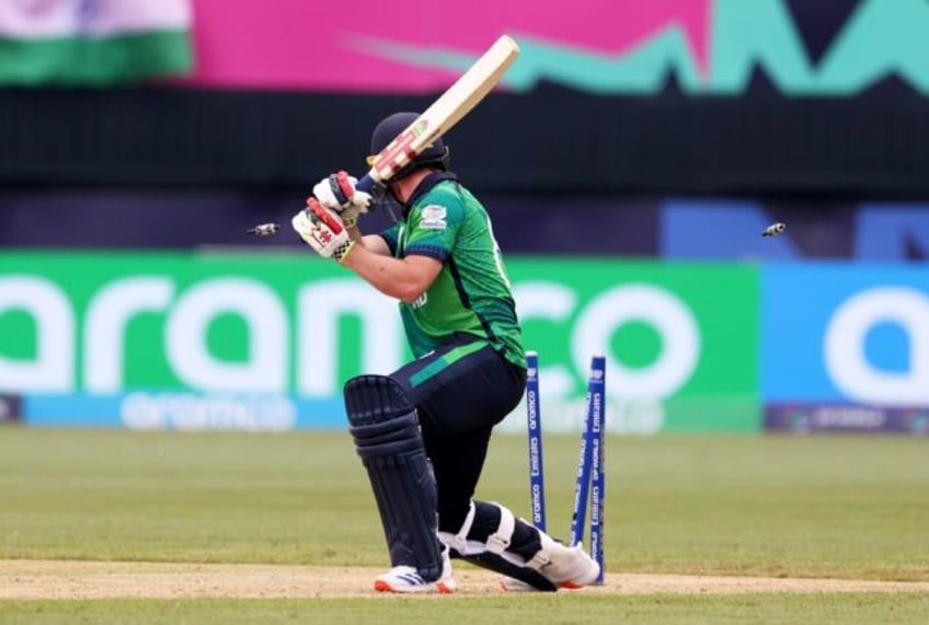 Josh Little of Ireland is bowled by India's Jasprit Bumrah during Wednesday's match in the