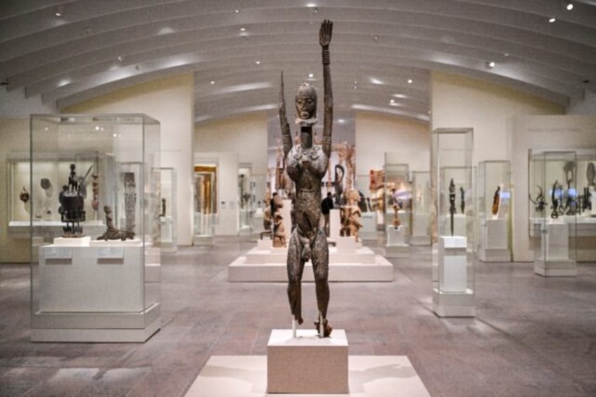A Dogon art sculpture on display in the Michael C. Rockefeller Wing of New York's Metropol