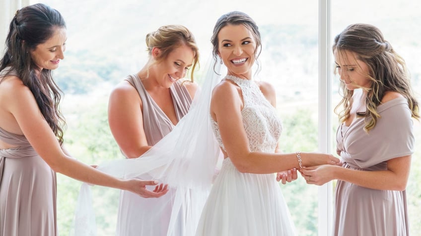 bride with bridesmaids