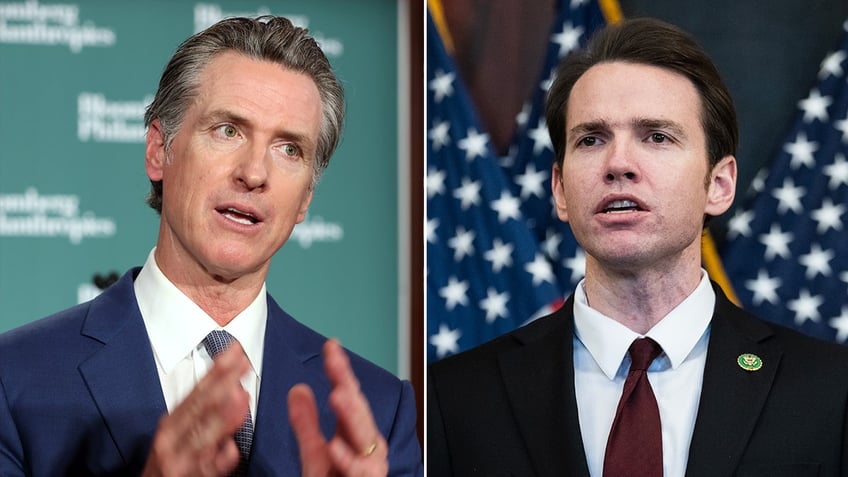 left: Gov. Newsom, D-Calif.; right: Rep. Kevin Kiley, R-Calif.