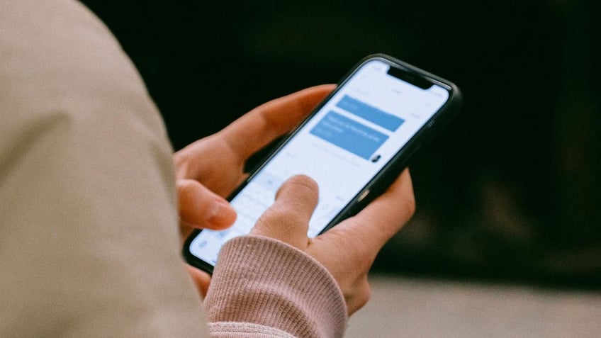 woman on a smartphone, stock image