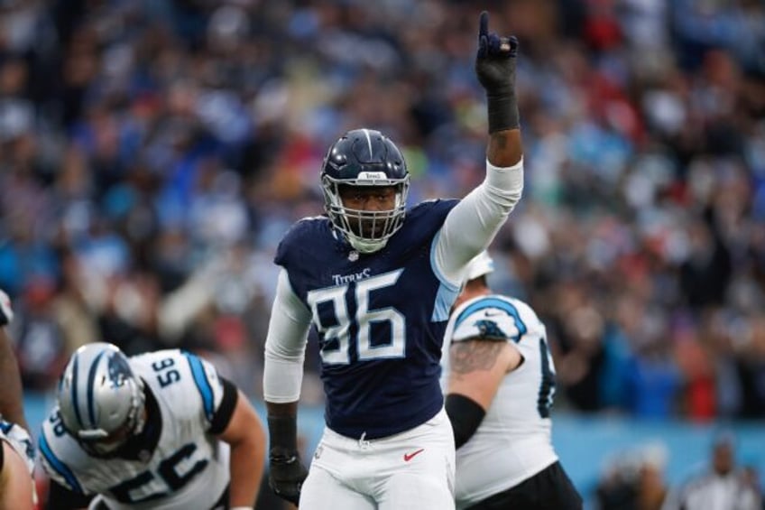 Defensive end Denico Autry of the Houston Texans, shown celebrating a quarterback sack las