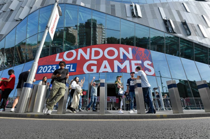 General view outside the stadium prior to the NFL match between Jacksonville Jaguars and Buffalo Bills at Tottenham Hotspur Stadium on October 8,...