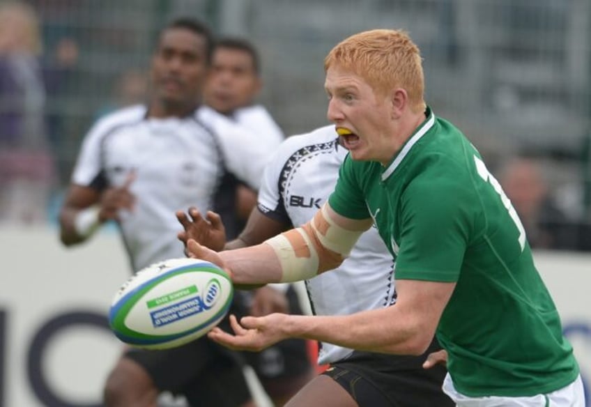 Irish fullback Darragh Leader, shown passing the ball against Fiji, was among those named to the NFL's 2024 International Player Pathway Program