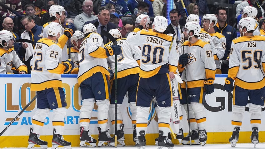 Predators players celebrate