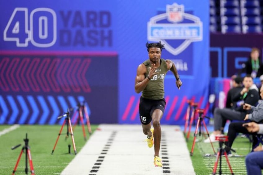 Khyree Jackson, shown running the 40-yard dash at the NFL Combine last March for rookie ta