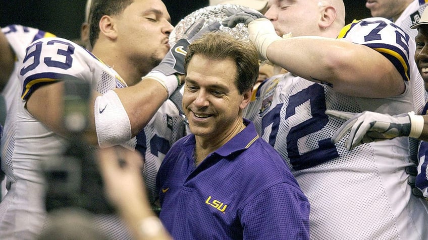 Nick Saban with LSU