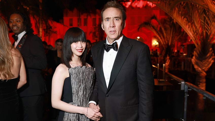 Nicolas Cage and Riko Shibata at the Vanity Fair Oscars Party