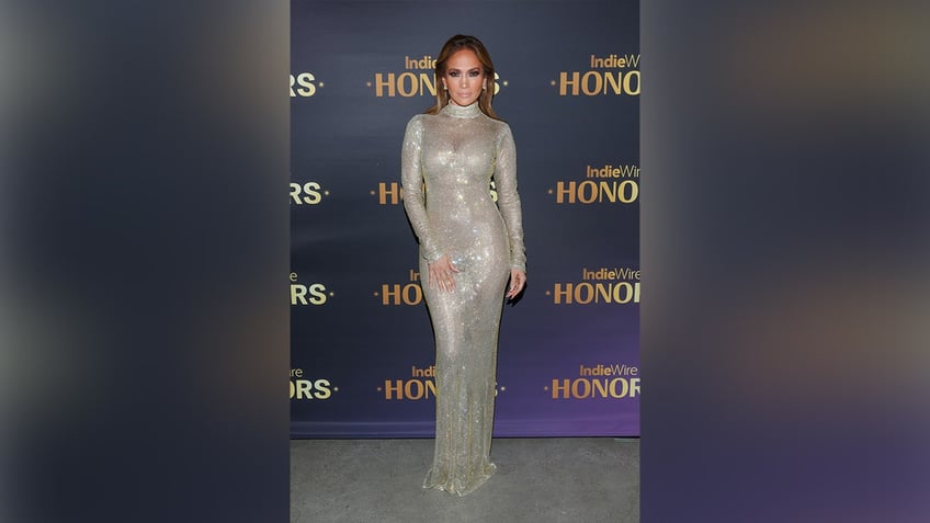 Jennifer Lopez in a sparkly sheer gown at the IndieWire Honors.