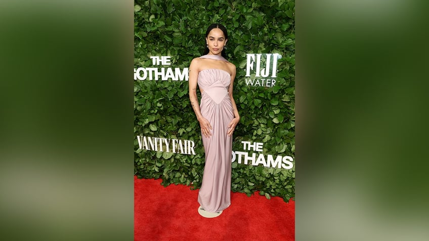 Zoe Kravitz wore a figure-hugging strapless pink dress to the Gotham Awards