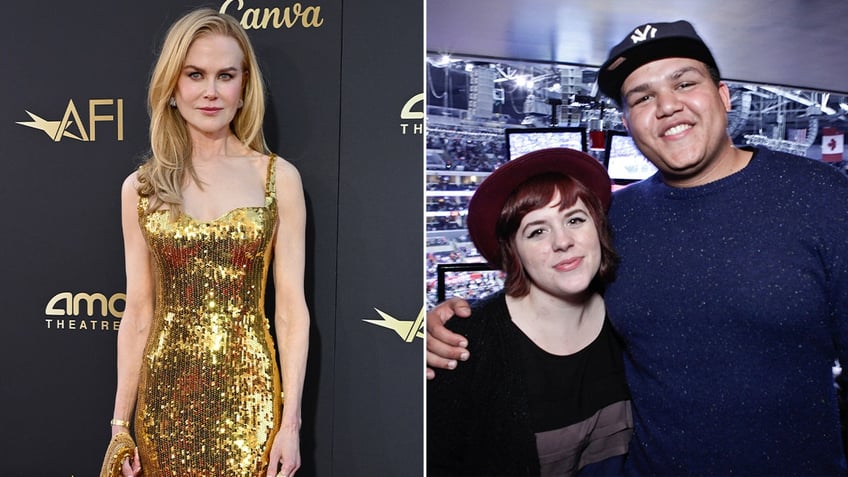 Side by side photo of Nicole Kidman with a photo of Isabella Kidman Cruise and Connor Kidman Cruise