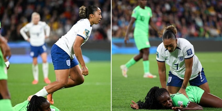 nigerias michelle alozie has classy reaction after englands lauren james steps on her