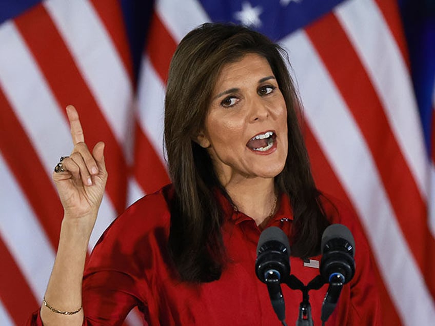 Republican presidential candidate former U.N. Ambassador Nikki Haley speaks at her caucus night event on January 15, 2024 in West Des Moines, Iowa. Iowans voted today in the state’s caucuses for the first contest in the 2024 Republican presidential nominating process. Former president Donald Trump won the Iowa caucus. (Photo …