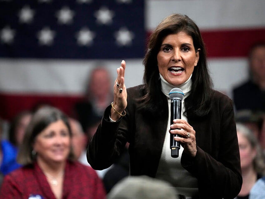 Republican presidential candidate former U.N. Ambassador Nikki Haley speaks at a town hall campaign event, Tuesday, Dec. 12, 2023, in Manchester, N.H. (AP Photo/Robert F. Bukaty)