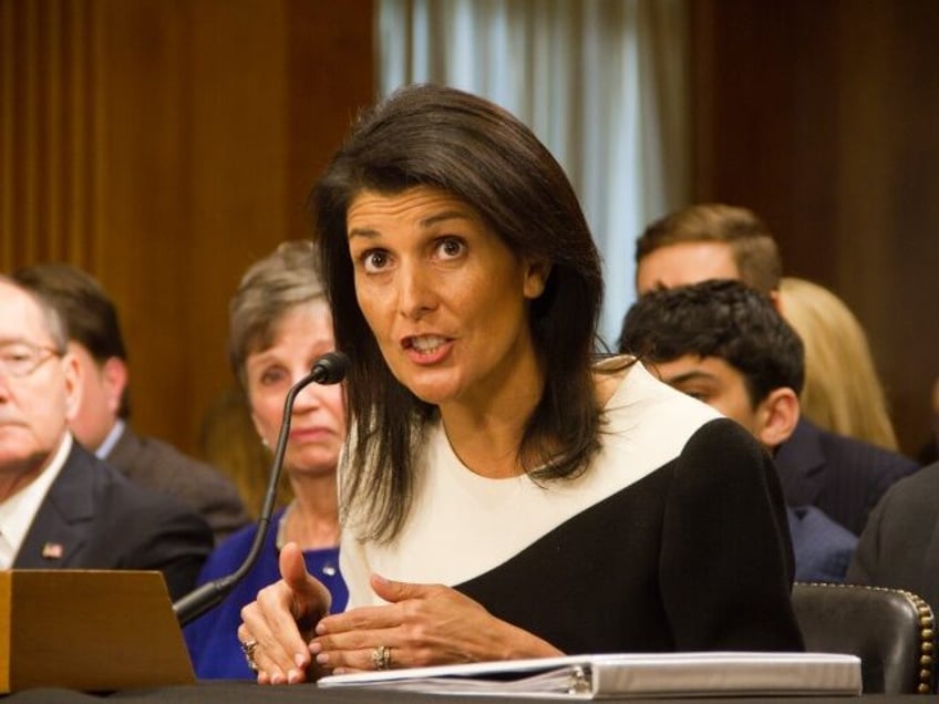 WASHINGTON, DC, UNITED STATES - 2017/01/19: Gov. Nikki Haley, (R-SC), speaks during her Senate Foreign Relations Committee confirmation hearing on Capitol Hill, January 18, 2017 in Washington, DC. Haley was nominated by President-elect Donald Trump to become representative of the United States of America to the United Nations. (Photo by …