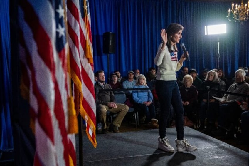 Republican presidential hopeful and former UN ambassador Nikki Haley speaks at a campaign event in Keene, New Hampshire, on January 20, 2024