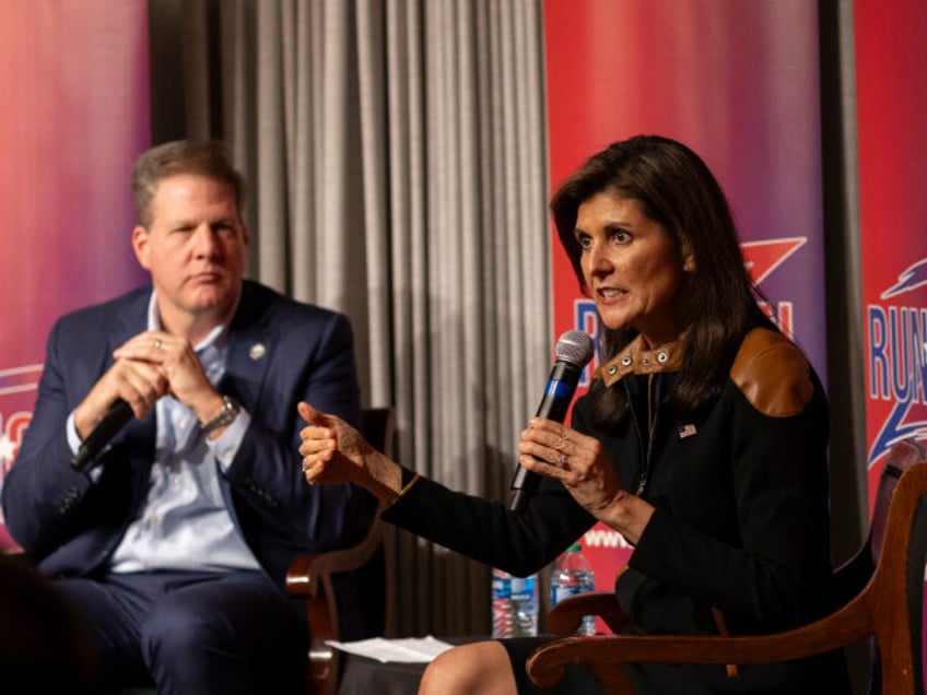 Nikki Haley, former ambassador to the United Nations and 2024 Republican presidential candidate, right, and Chris Sununu, governor of New Hampshire, during a campaign event in Des Moines, Iowa, US, on Friday, Jan. 5, 2024. Ron DeSantis and Nikki Haley used televised town halls in Iowa to attack Republican presidential …