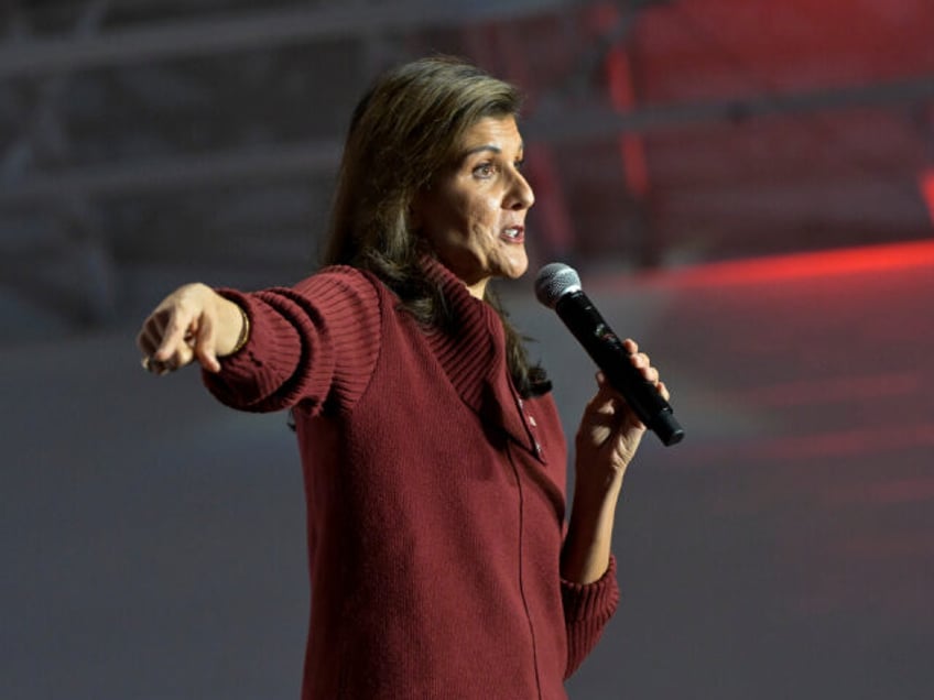 Republican presidential candidate former UN Ambassador Nikki Haley speaks at a campaign event in Mauldin, S.C., Saturday, Jan. 27, 2024. (AP Photo/Matthew Kelley)