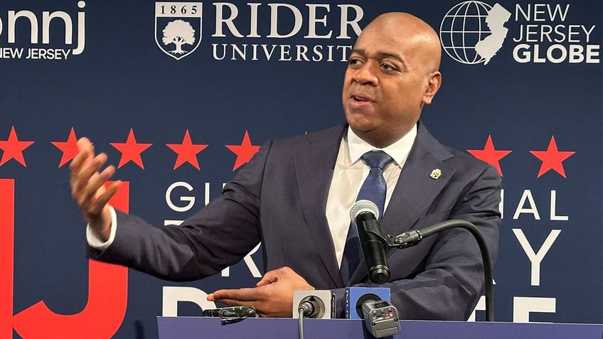 Newark Mayor Ras Baraka speaks after the Democratic gubernatorial debate at Rider University in Lawrenceville, New Jersey on Feb. 2, 2025. (AP photo/Mike Catalini)