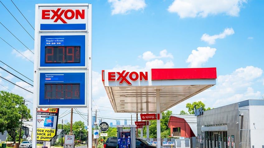 An Exxon gas station is seen on Aug. 5, 2024 in Austin, Texas.