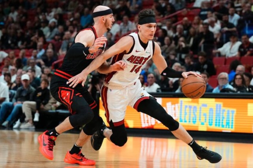 Tyler Herro was the top scorer for the Miami Heat in their play-in win over the Chicago Bu