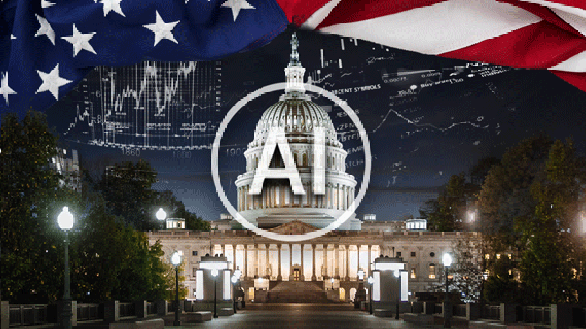The US Capitol with the letters "AI" imposed over it