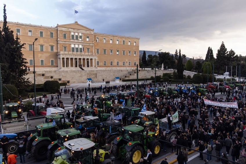 no farmers no food greek tractor protests head to parliament